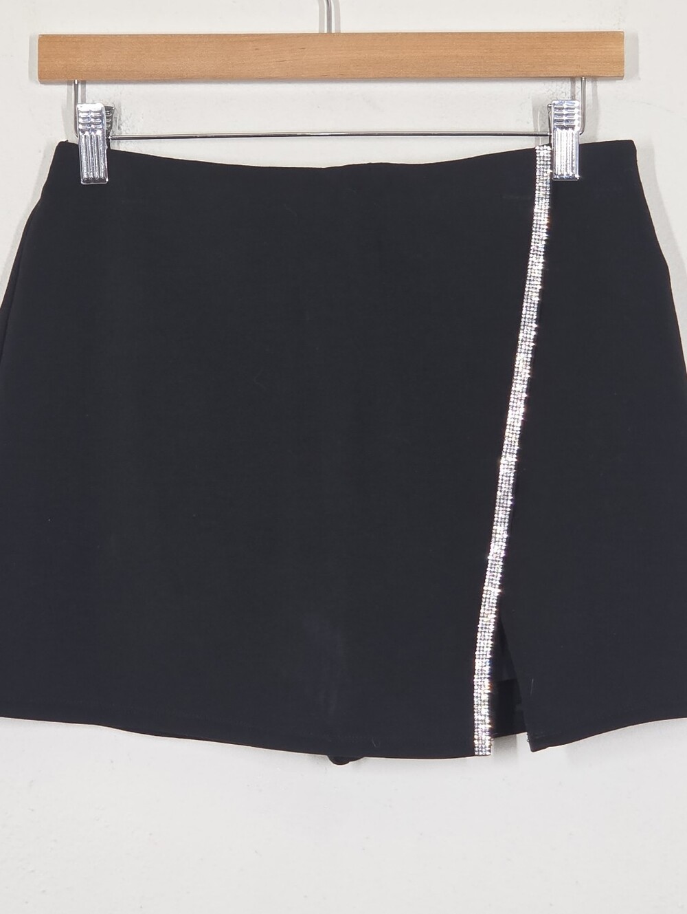 Vtg Y2K B Wear Black Rhinestone Trim Mini Skort M Bling Preppy Coquette